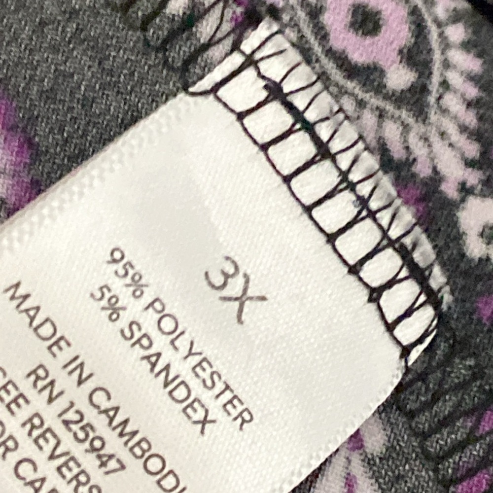 PRETTY Roz & Ali stretch Purple Black & white Short Sleeve top blouse shirt  3X - Picture 12 of 12